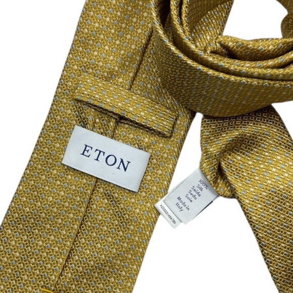 ETON Gold Geometric Silk LUXURY Tie ITALY - Picture 3 of 4
